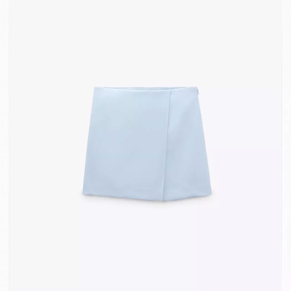 Zara Blue Skorts High-Waisted Minimalist Design